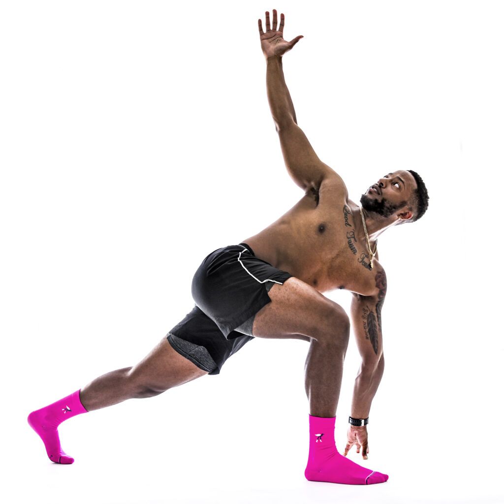 Yoga pose- Lily Trotters pink new style
male model exercise photography
black fitness model
Baltimore commercial photography
Maryland advertising photography